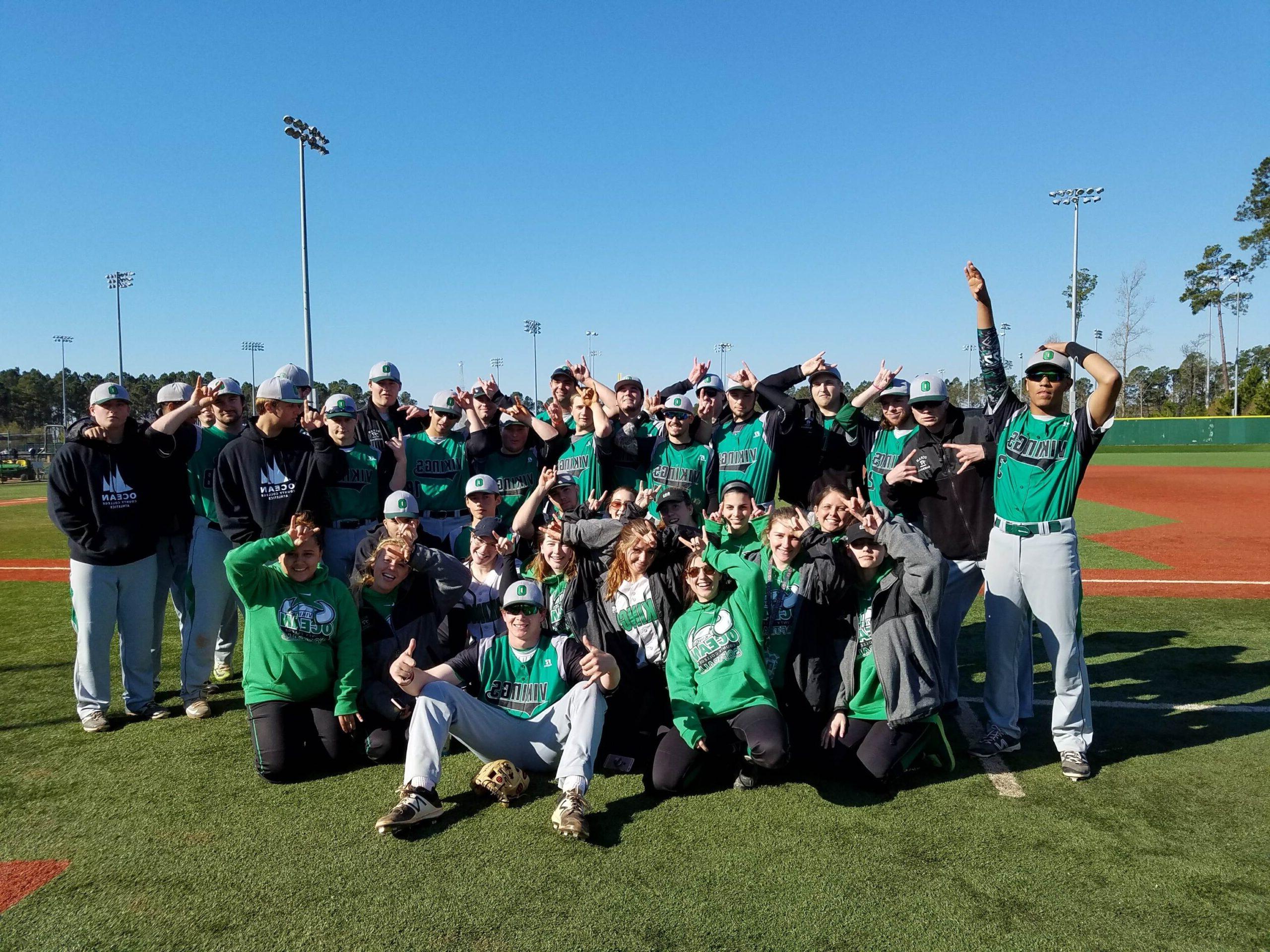 Ocean County College Athletics team celebrating